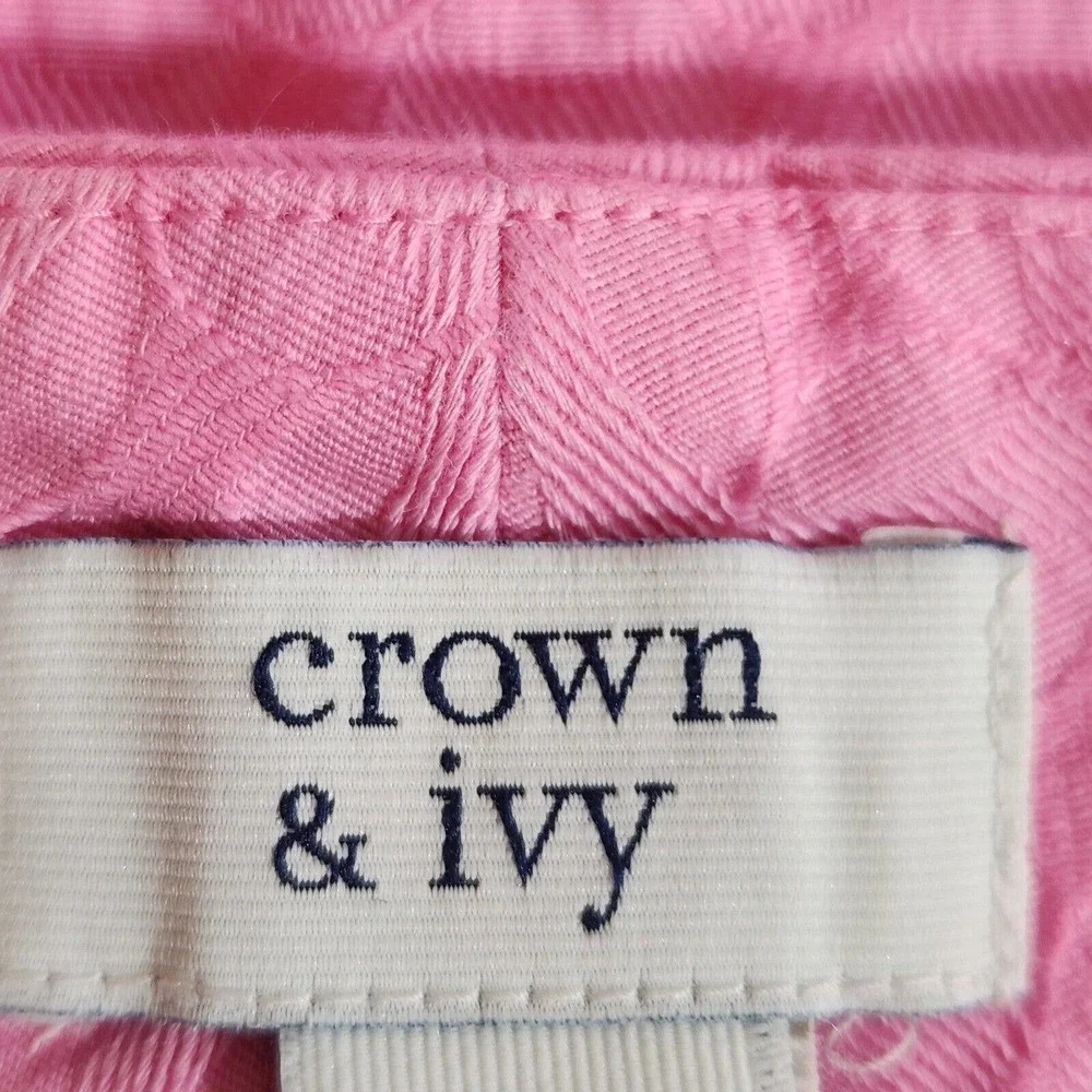 Crown & Ivy Womens Shorts Size 16 Solid Pink Barbie Shelby Scallop 4" Inseam NWT - Picture 5 of 11